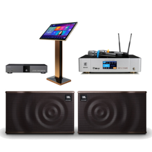 Load image into Gallery viewer, Platinum Prestige Karaoke Suite - Enthusiast Karaoke Set - KV-V5MAX 4TB, 2 x JBL Speakers MK 12, 2 x Professional Wireless Microphones, ME4500 Mixing Amplifier
